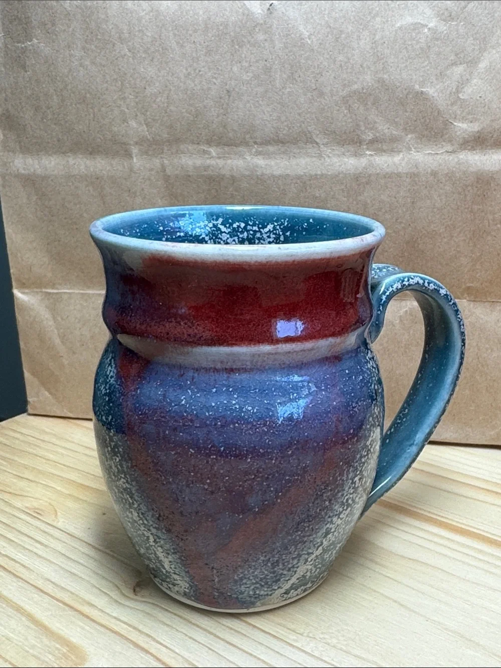 Speckled Blue Ceramic Coffee Mug with Comfortable Handle